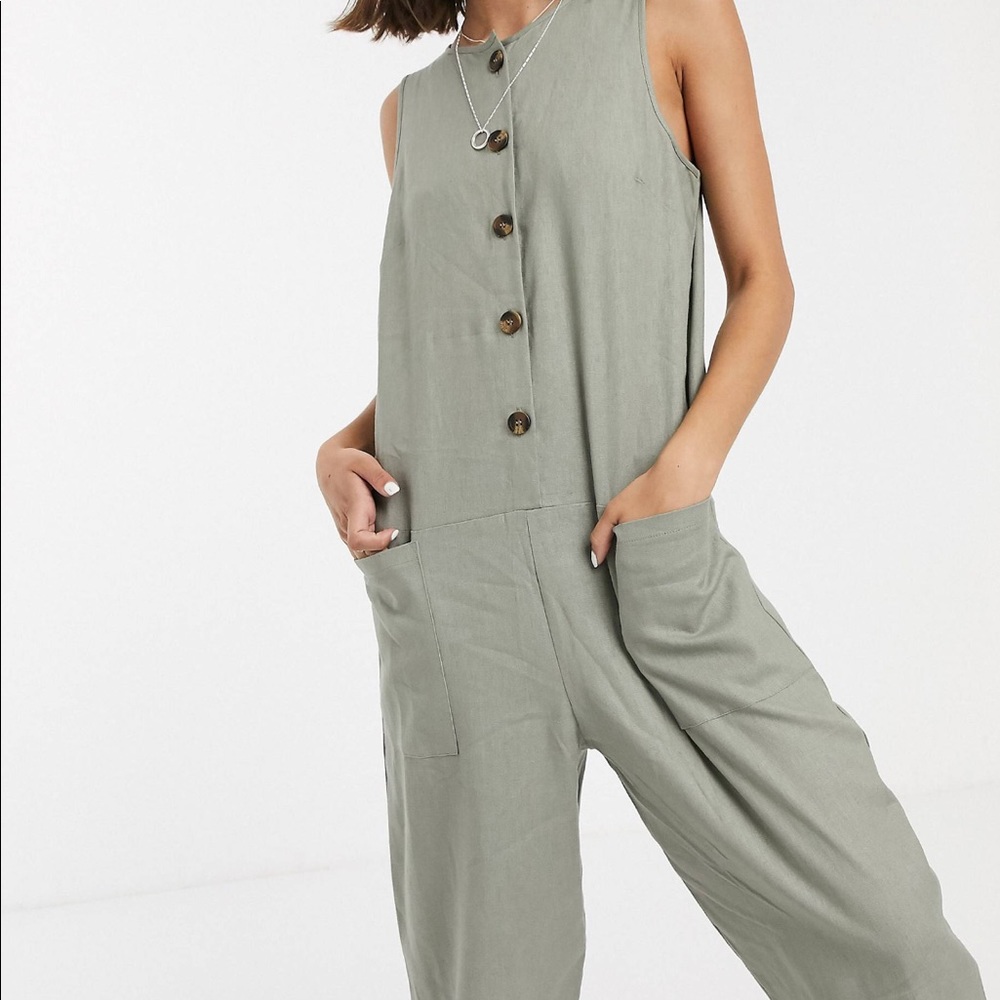 Asos sage green boiler suit jumpsuit size 12